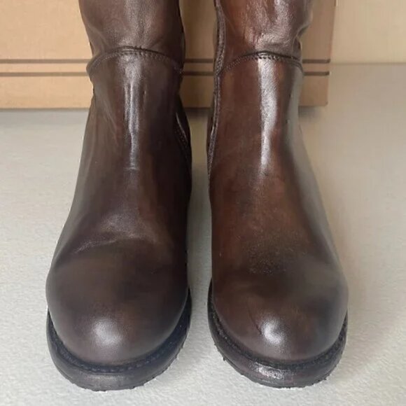 BED STU Manchester Distressed Tall Leather Riding Boots Teak Brown Size 6 - Picture 10 of 16